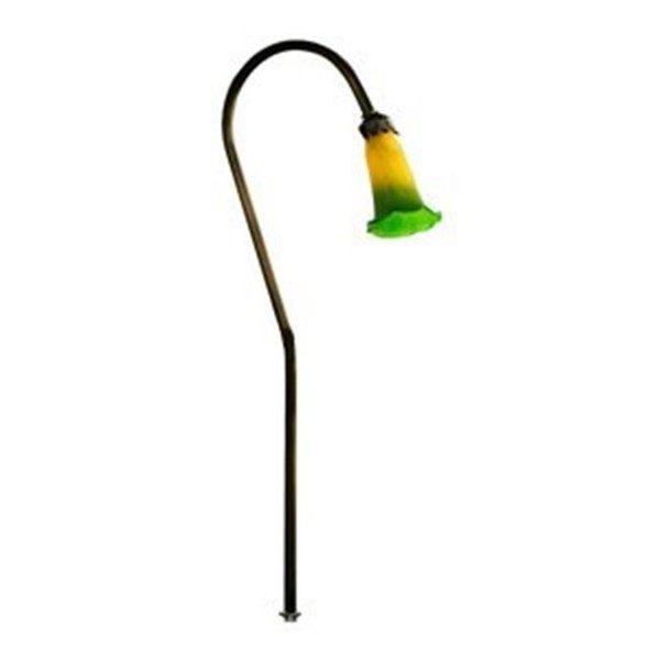 Dabmar Lighting Dabmar Lighting LV114-ABS-JUNGLE Brass Path; Walkway and Area Light with Tulip Glass Shade; Antique Brass LV114-ABS-JUNGLE